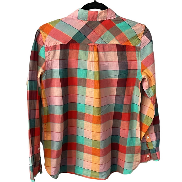 J. Crew Rainbow Vintage Plaid Tunic Lightweight Blouse - Picture 3 of 8